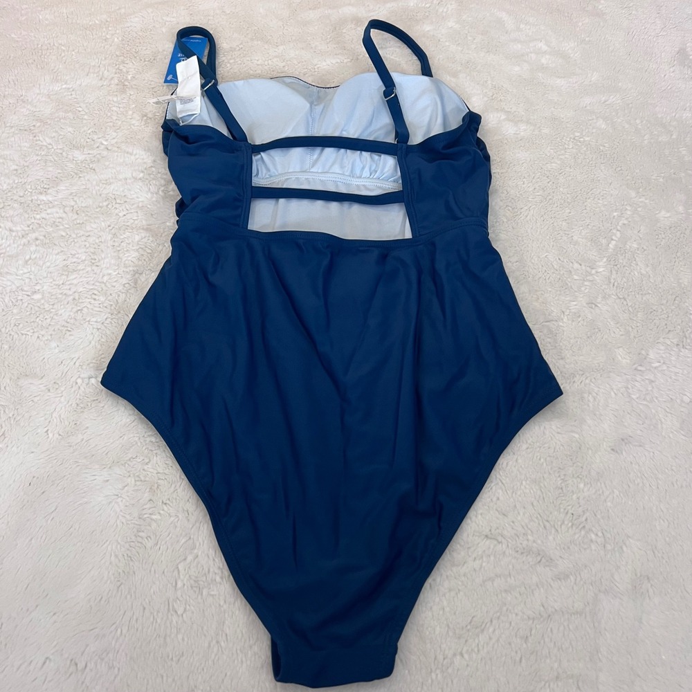 Cupshe Women's Navy Blue Ruched‎ One Piece Swimsuit T1S0043 Size Large NWT - Picture 4 of 9